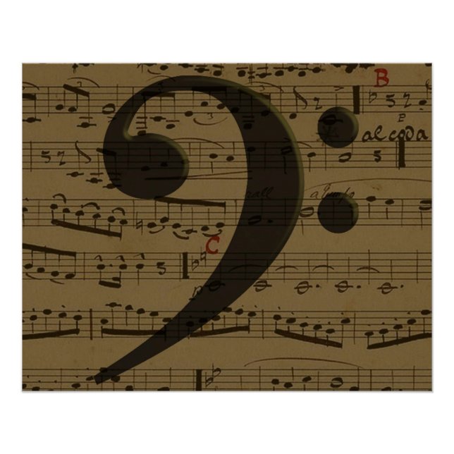 Poster Musical Treble Clef Sheet Musique Classique (Devant)
