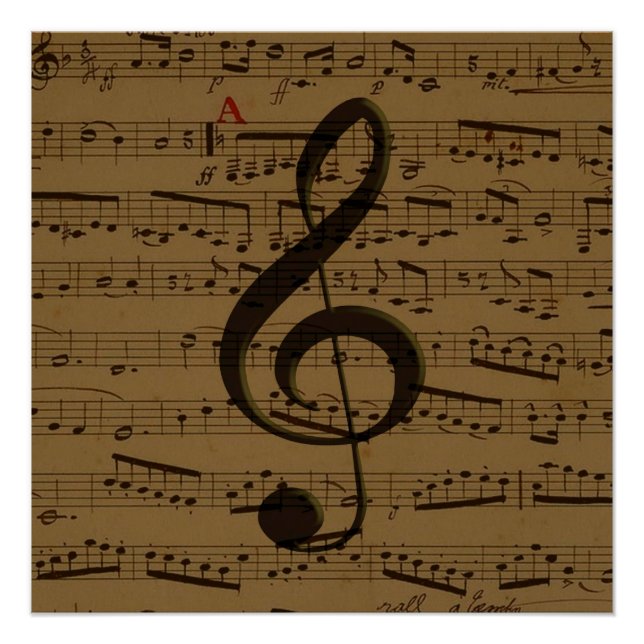 Poster Musical Treble Clef Sheet Musique Classique (Devant)