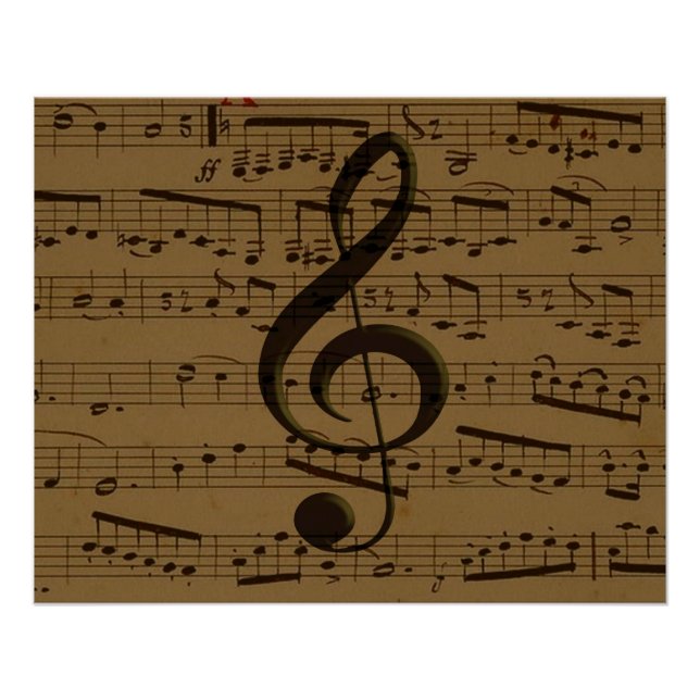 Poster Musical Treble Clef Sheet Musique Classique (Devant)