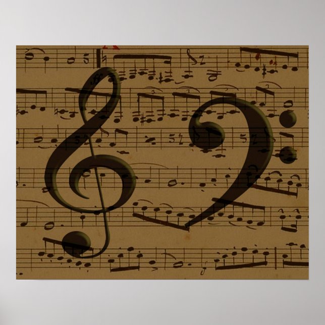 Poster Musical Treble Clef Sheet Musique Classique (Devant)