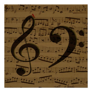Poster Musical Treble Clef Sheet Musique Classique