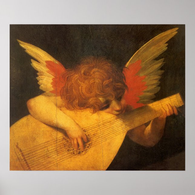Poster Musician Angel Playing Lute by Rosso Fiorentino (Devant)