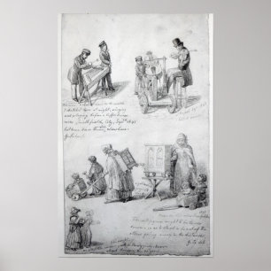 Poster Musiciens dans les rues de Londres, 1841-43