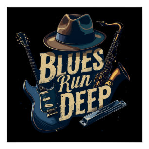 Poster Musique blues esthétique rétro jazz vintage