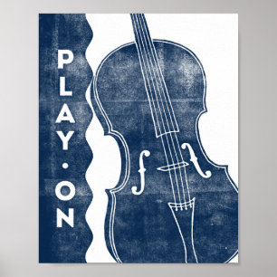 Poster Musique Cello Bleu Blanc Jouer Sur Impressi