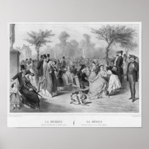Poster Musique, concert militaire dans un jardin public