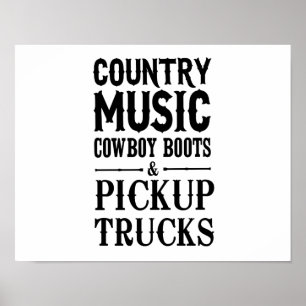 Poster Musique country, Bottes de cowboy et Camions de ra