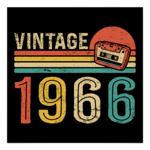 Poster Musique de cassette de naissance rétro 1966 60e an
