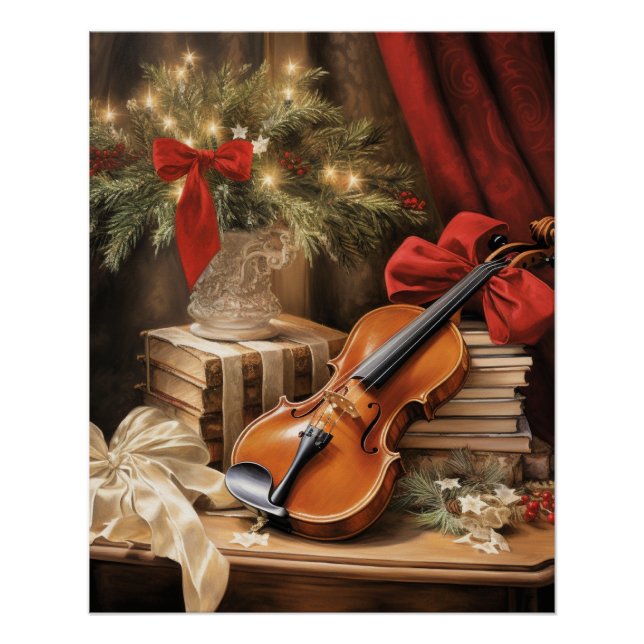 Poster Musique de violon de Noël (Devant)