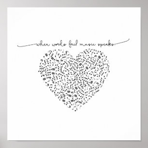 Poster Musique Parle Notes de Coeur Encadrées ou Non Enca