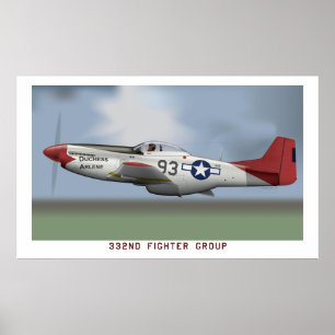 Poster Mustang de P-51D des aviateurs de Tuskegee (332nd