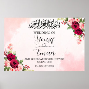 Poster musulman Mariage rouge et rose