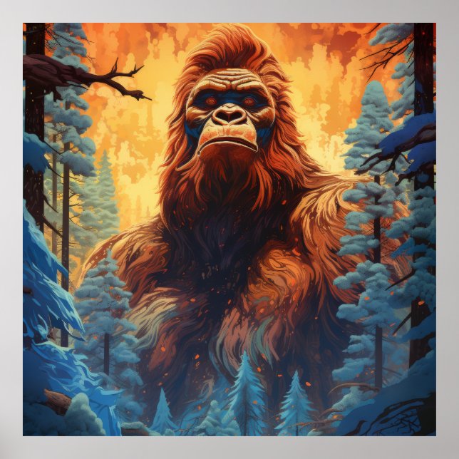 Poster mystérieux Bigfoot en style PNG (Devant)
