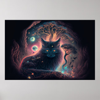 Poster Mystic Black Cat Art