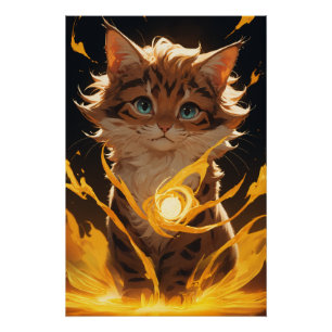 Poster Mystic Tiger Chat Feu familier