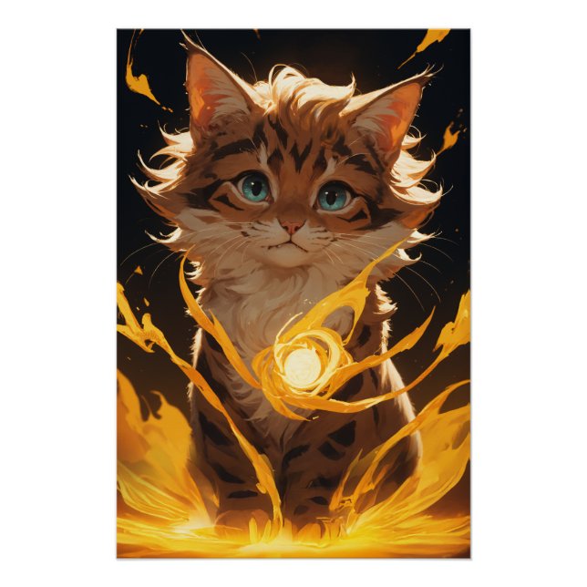 Poster Mystic Tiger Chat Feu familier (Devant)