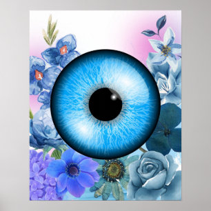 Poster mystique avec fleurs enchantées et eyeball
