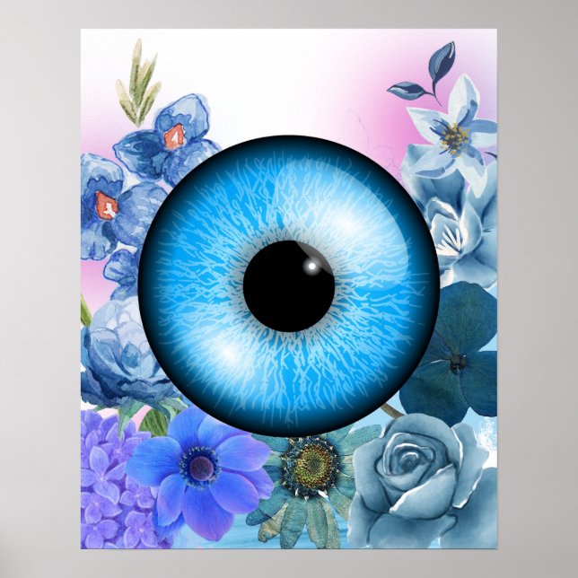 Poster mystique avec fleurs enchantées et eyeball (Devant)