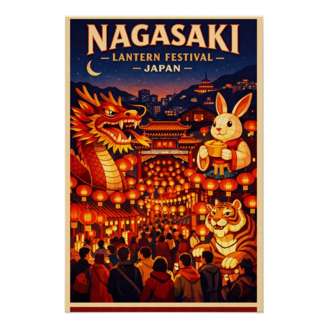 Poster Nagasaki Lantern Festival in Japan (Devant)
