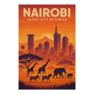 Poster Nairobi, Kenya Voyage Rétro en 2026