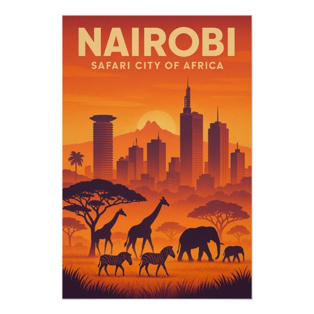 Poster Nairobi, Kenya Voyage Rétro en 2026 (Devant)