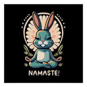 Poster namaste lapin yoga lapin méditation