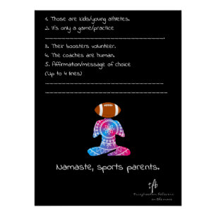 Poster Namaste, Parents de Sport Néon Rouge et Bleu Footb