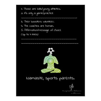Poster Namaste, Parents de sportifs concombre sans gaz Fo