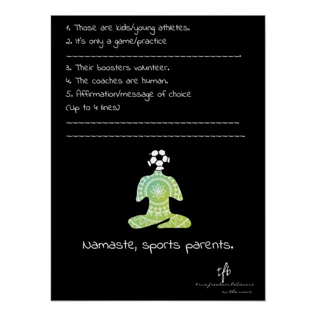Poster Namaste, Parents de sportifs concombre sans gaz Fo (Devant)