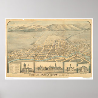 Poster Napa, CA. Carte panoramique (0684A)