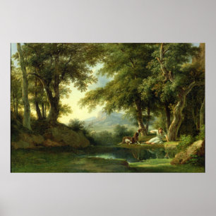 Poster Narcisse admirant sa réflexion