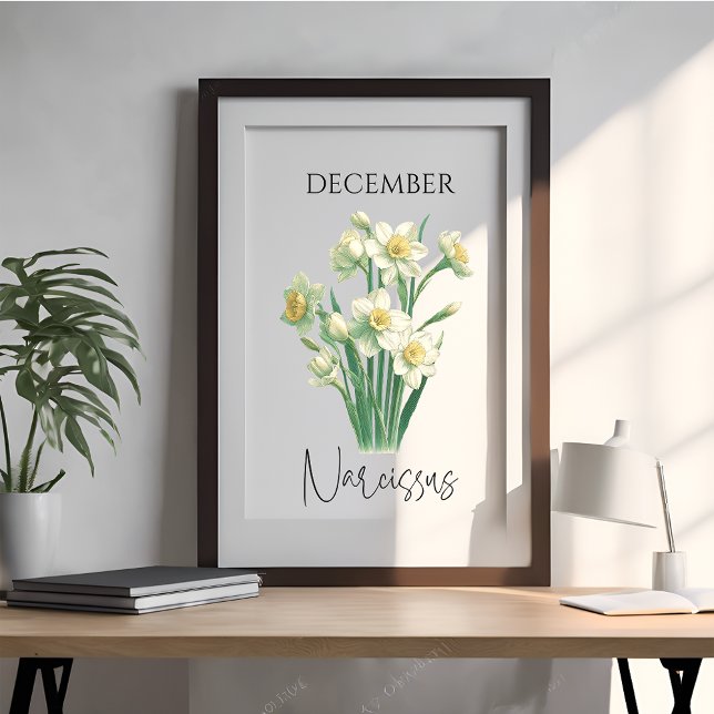 Poster Narcisse floral mois de naissance Décembre (Créateur téléchargé)