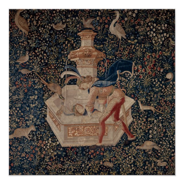 Poster Narcissus at the Well, Medieval Tapestry (Devant)