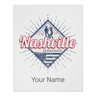 Poster Nashville City Tennessee États-Unis Vintage USA