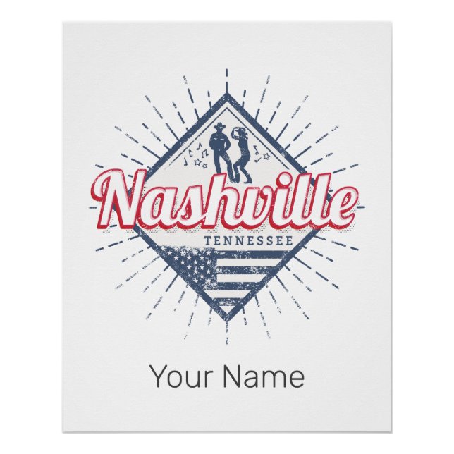 Poster Nashville City Tennessee États-Unis Vintage USA (Devant)