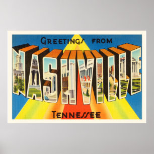 Poster Nashville Tennessee TN Vieux souvenir Vintage voya