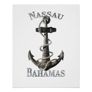 Poster Nassau Bahamas Vacation Ancre nautique Voile