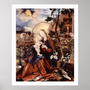 POSTER NATIVITÉ AVEC DES LILLES BLANCHES - MAGIE DE NOËL