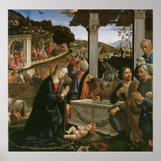 Poster Nativité - Domenico Ghirlandaio toile Imprimer