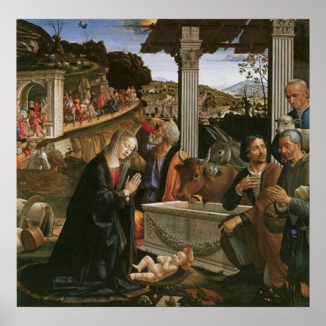 Poster Nativité - Domenico Ghirlandaio toile Imprimer (Devant)