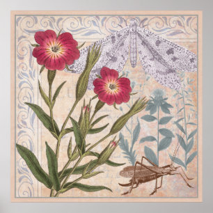 Poster Nature Lover's Wall Art Fleurs sauvages et insecte