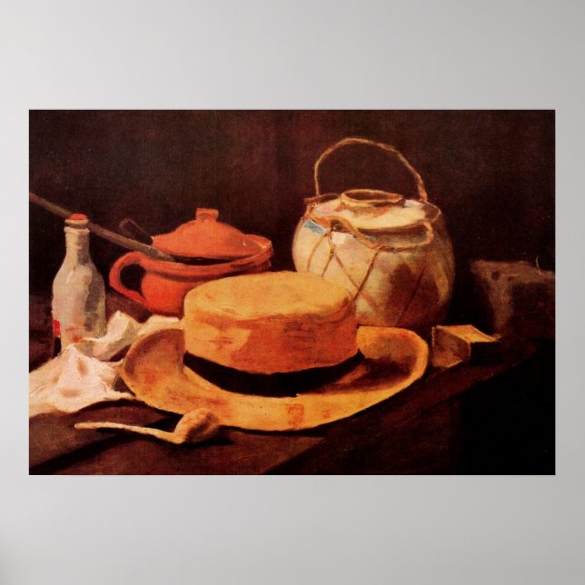 Poster Nature morte Chapeau de paille jaune de Vincent va (Devant)