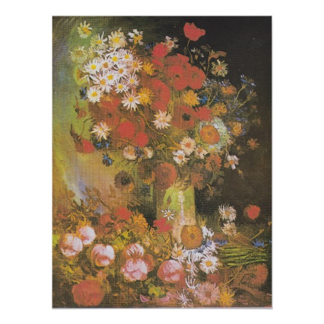 Poster Nature morte florale de Van Gogh Coquelicots rouge (Devant)