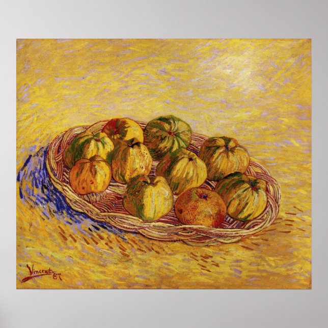 Poster Nature morte, panier de pommes de Vincent van Gogh (Devant)