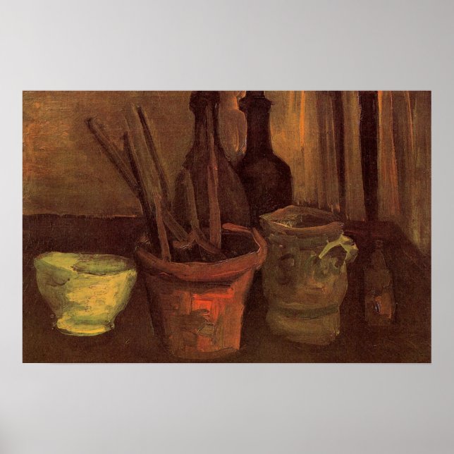 Poster Nature morte Pinceaux dans un pot par Vincent van  (Devant)