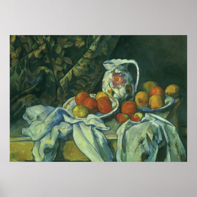 Poster Nature morte, rideau et pichet de Paul Cezanne (Devant)