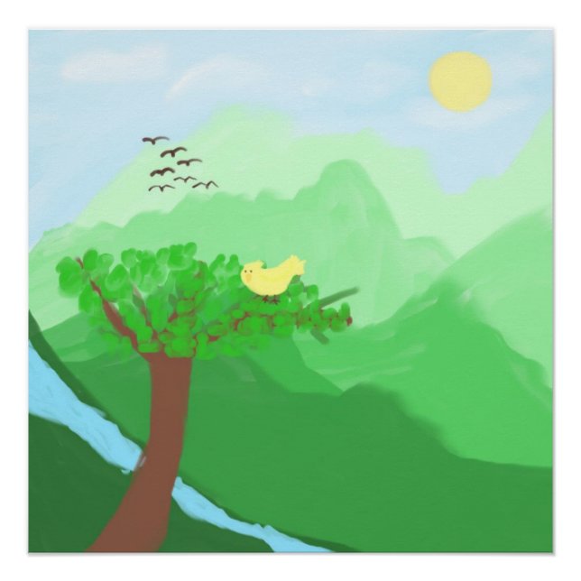 Poster Nature peinte avec des couleurs acryliques art (Devant)