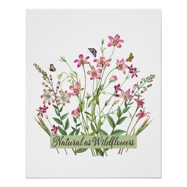 Poster Naturel comme les fleurs sauvages - Vintage - (Devant)