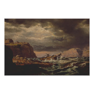 Poster Naufrage sur la côte norvégienne par Johan Dahl 