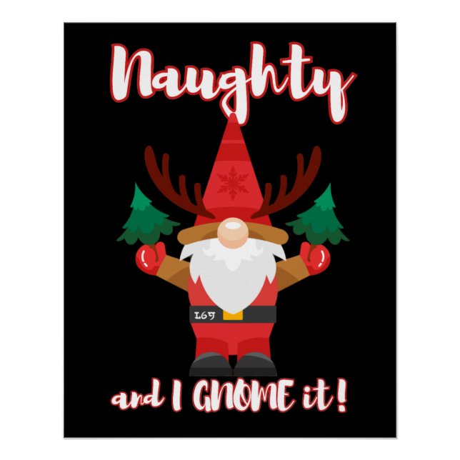 Poster NAUGHTY ET JE LE GNOME drôle Noël (Devant)